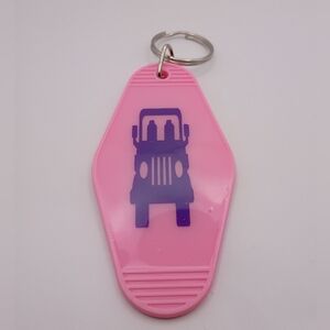 Pink Keychain with Purple Jeep Design